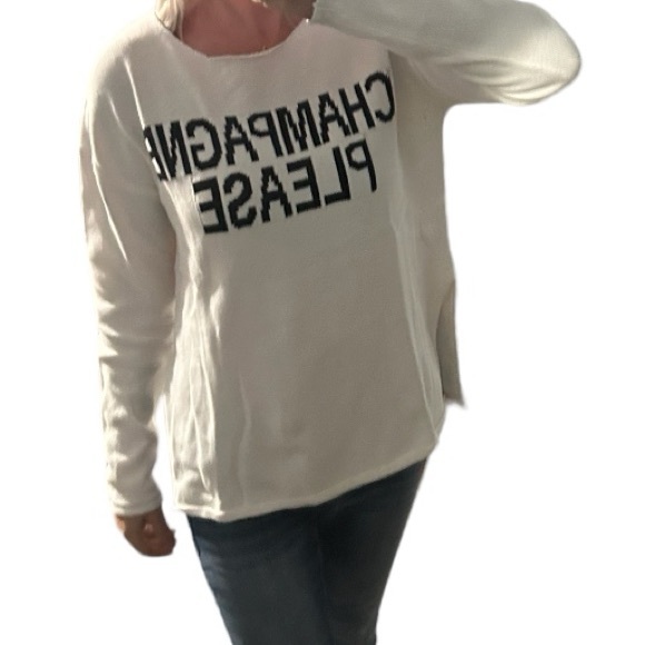 CHAMPAGNE PLEASE Long Sleeve Slit Sweater - Picture 6 of 10